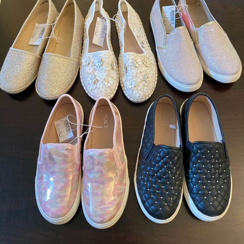 NWT - 5 Pair Big Girls Shoes size 6